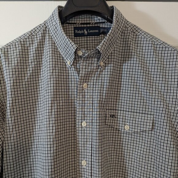 Vintage Ralph Lauren Black and White Check Shirt Button Down Men's - Size XL - Picture 1 of 15